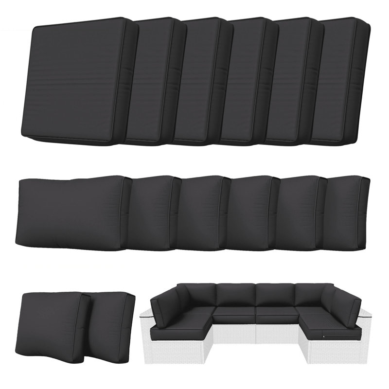 Ensemble de coussins de siège / dossier de remplacement pour l'extérieur de 5 po (ensemble de 6 coussins, 6 dossiers, 2 coussins d'angle) - Ensemble de coussins seulement