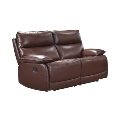 Causeuse double doublure, cuir brun et similicuir