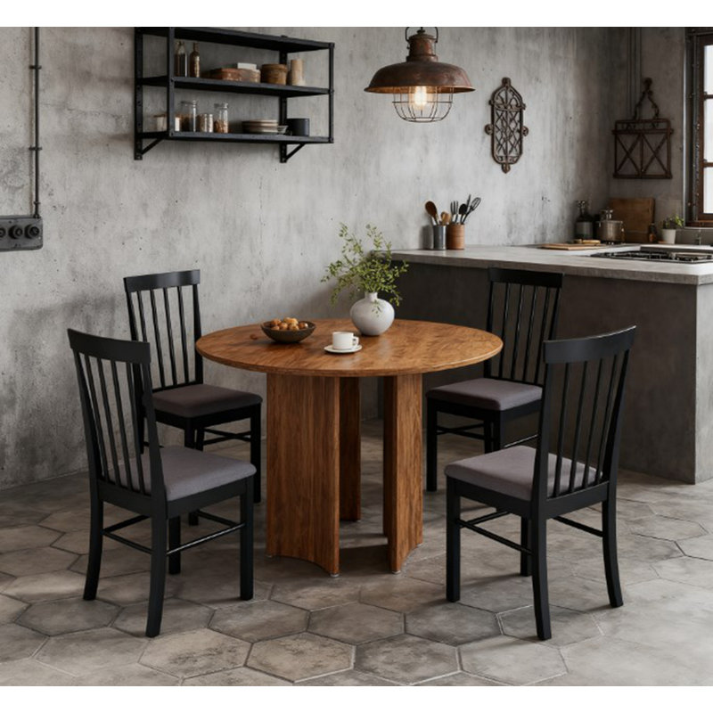 Chaises de cuisine rembourrées, Gris, Noir