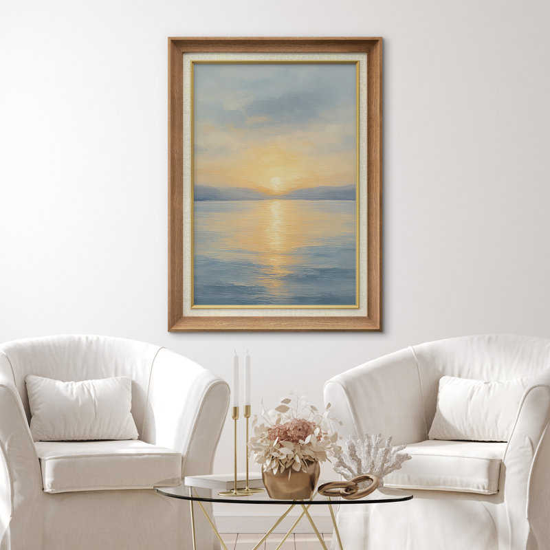 Œuvre encadrée de qualité supérieure - impression de paysage rétro pour décor de salon - 26 po x 36 po, Naturel