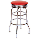 Retro Home Double Ring Chrome Pan Swivel 30" Bar Stool