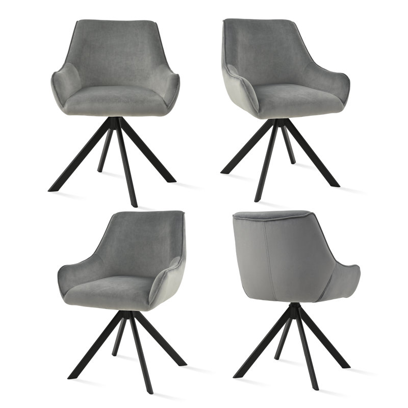 Gefjun 46cm H Upholstered Metal Upholstered Back Armchair, Light Grey Velvet