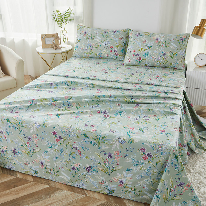 4 Piece 100% Cotton Guest Room Sheet Set Case Pack, Twin Sheet Set with 2 Pillowcases