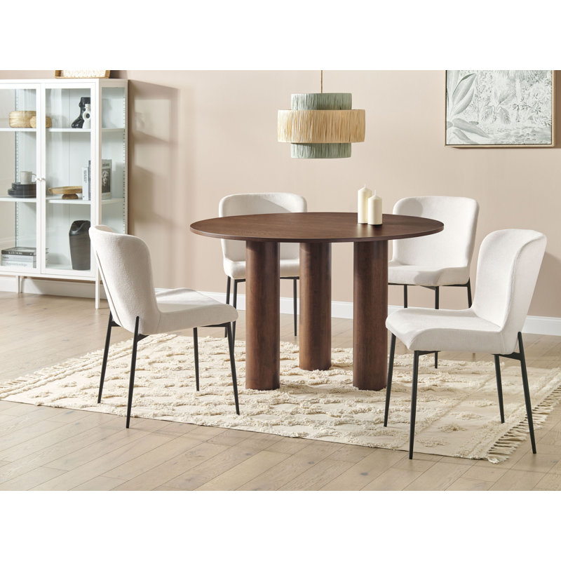 Aurelya Round Solid Wood Base Dining Table, Dark Wood