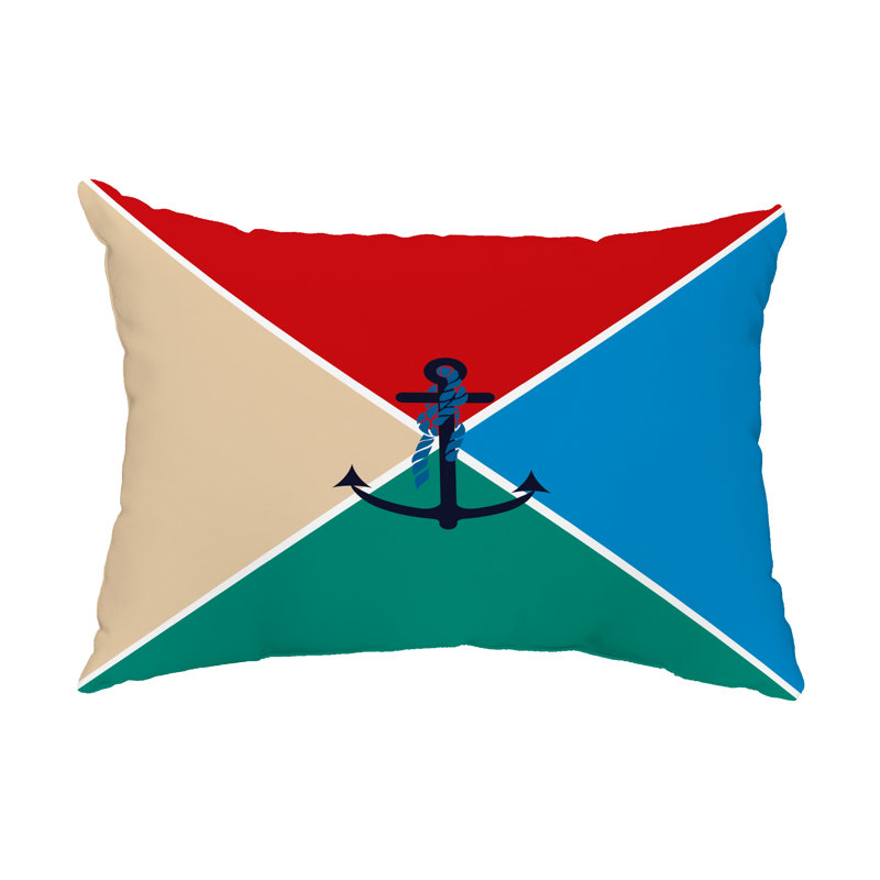 Anchor Outdoor Reversible Throw Pillow, Red