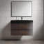 Meuble-lavabo mural de 36 po en noyer pré-assemblé flottant, grande armoire de rangement murale avec lavabo une pièce noir, sans drain et robinet inclus