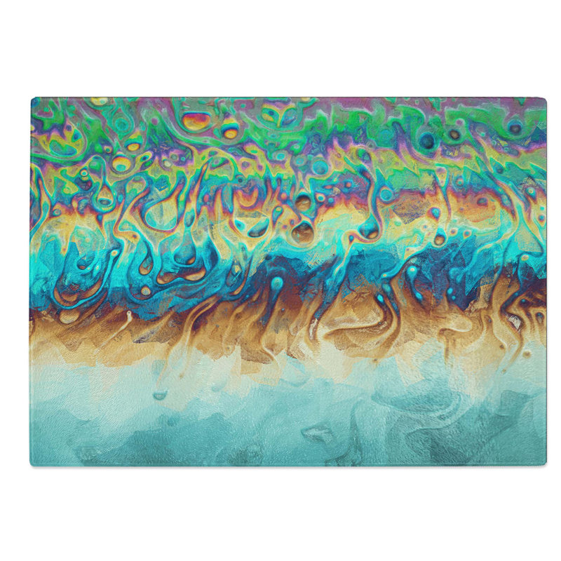 Tempered Glass Neon Swim Chopping Board, 39 cm W x 28.5 cm L