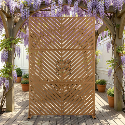 Metal Privacy Screen –4' x 6', Freestanding or Wall-Mount, Indoor & Outdoor Versatility