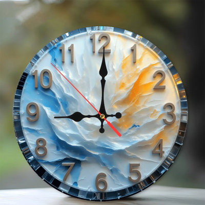 Artistic 2D Wall Clock with Elegant Ocean Design