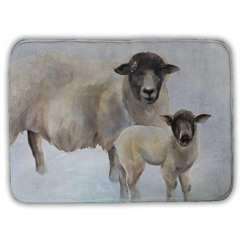 Sheep and its baby Bath Mat with Non-Slip Backing - Quick Dry Memory Foam Bathroom Rug - Absorbent - Modern Plush Spa-Style - Machine Washable