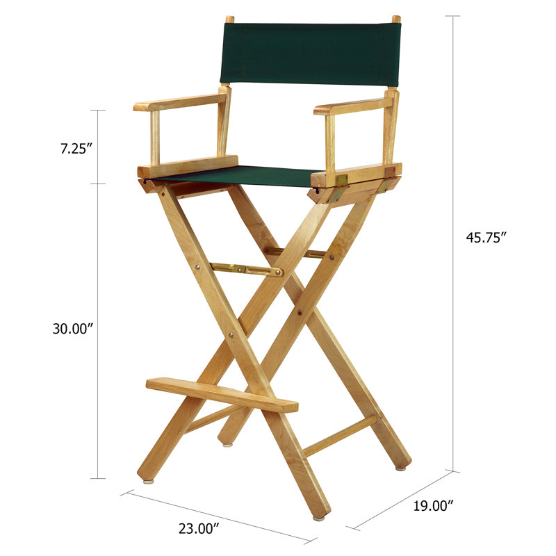 Chaise de réalisateur pliante de 30 po avec toile, Naturel, Vert chasseur