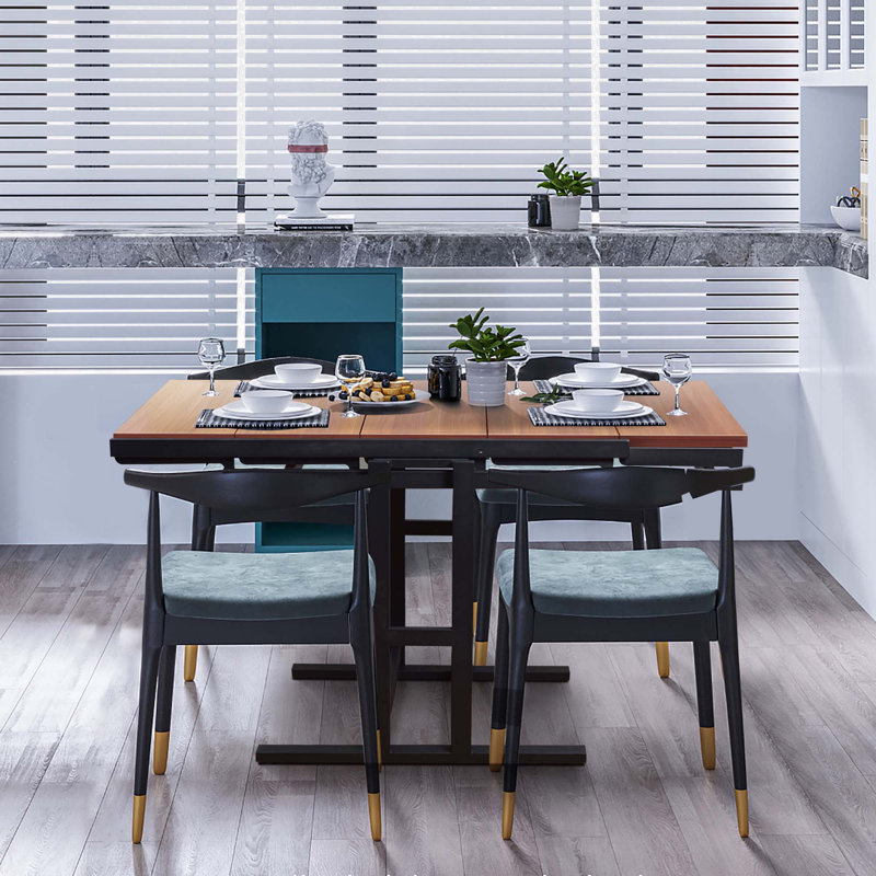 Witman 30.7" Extendable Folding Trestle Dining Table, Brown