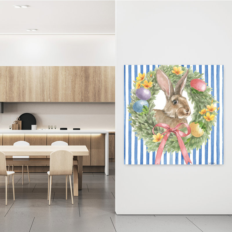 Art contemporain Hop Into Spring Wreath I avec animaux, H 48 po x l 48 po