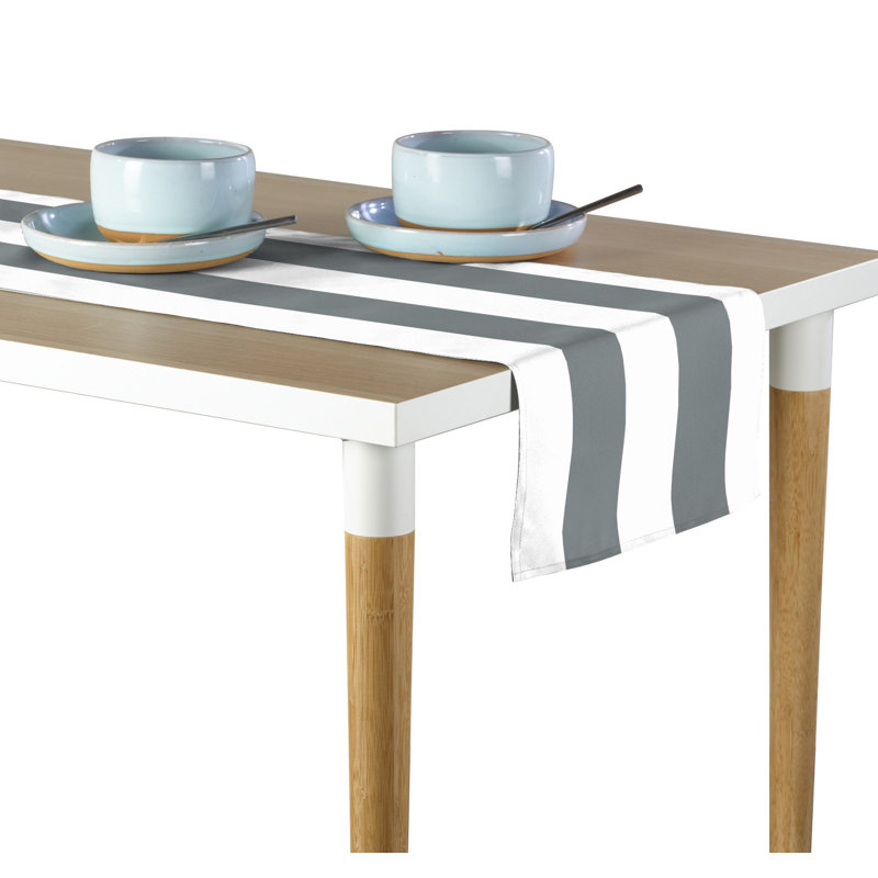 Gray Striped Table Runner 72" x 12", 72" L x 12" W, Gray