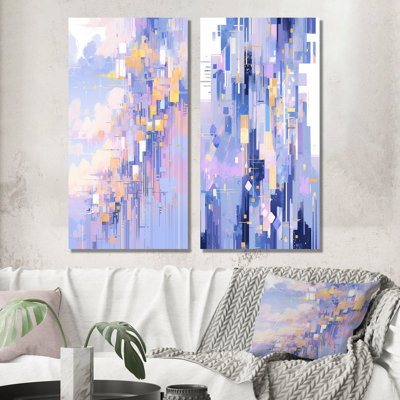 «Contemporary Lavender Bold Illumination», ensemble de 2 impressions géométriques abstraites sur toile