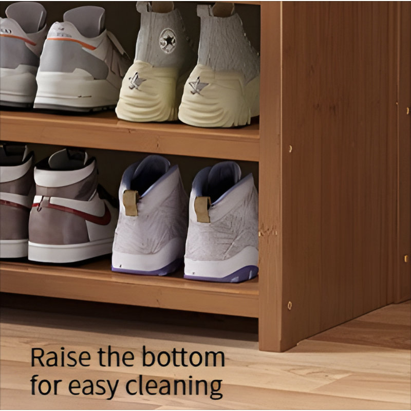 Non Installation Foldable Bamboo Shoe Rack Multi Layer Large Capacity Storage Cabinet Dormitory Home Simple Storage Rack, Tan