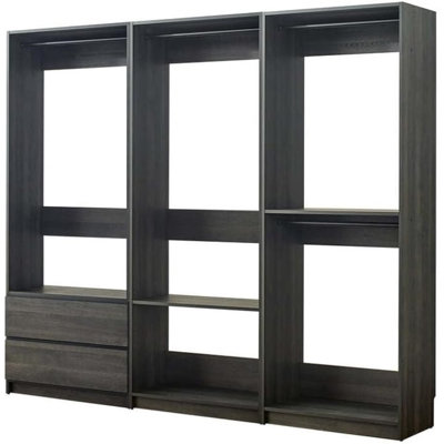  Gray Freestanding Walk in Wood Closet System for Stylish Closet Room Organization