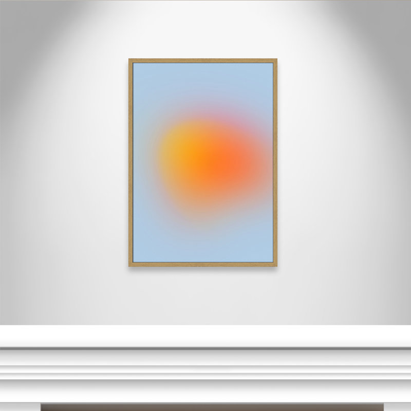 " Neon Orange Glow " by My Mind, Natural Slim Unmatted Picture Framed, 35.5" H x 25.5" W x 1.25" D  