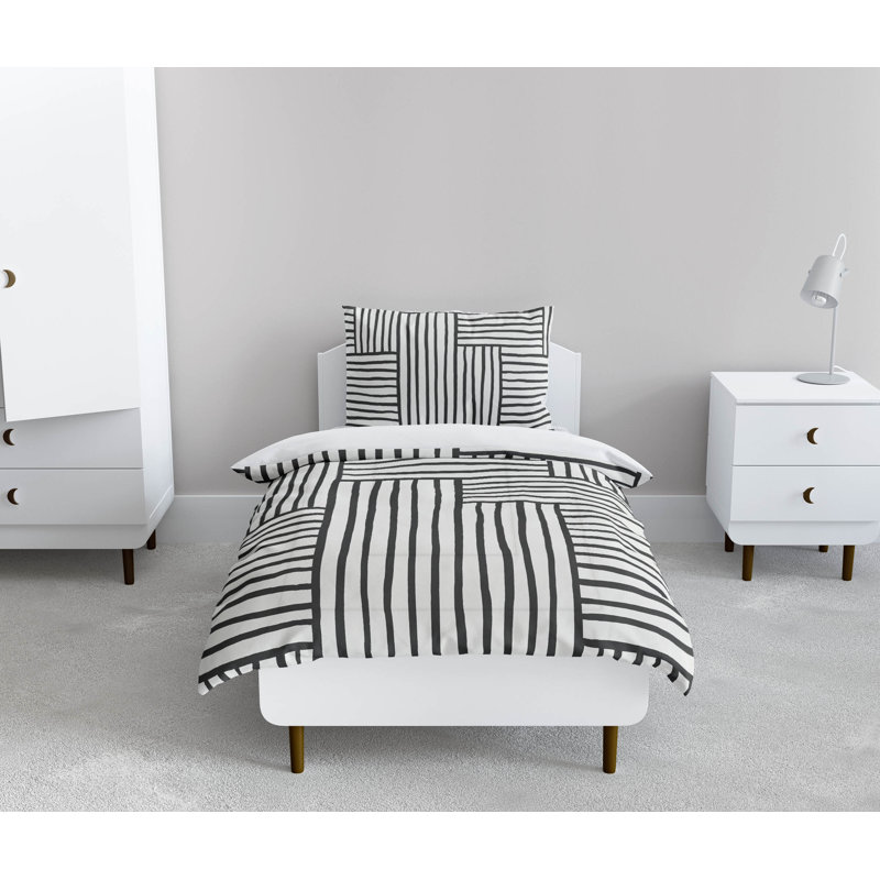 Grid Puz Decorative Lightweight Comforter Set, Ivory