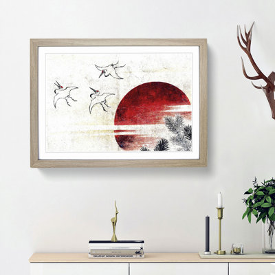 Cranes at Sunset by Katsushika Hokusai - Picture Frame Painting Print