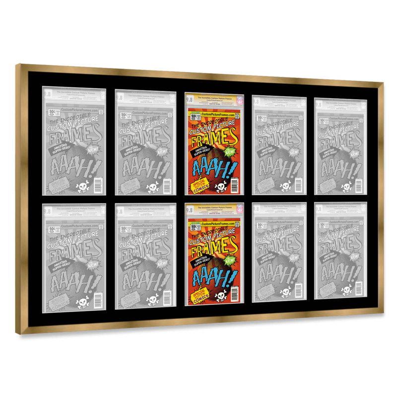 Wood Picture Frame with Mat, 7.125" x 10.5", Gold/Black, 44" x 25.75"