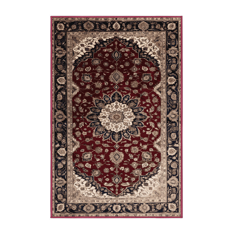 Machine Washable Persian Red Area Rug, Rectangle 8' x 12'