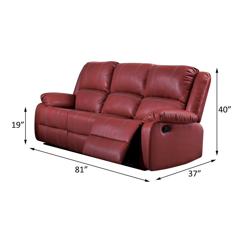 Declan 81.5'' Faux Leather Power Reclining Sofa, Red