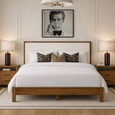 Luca Solid Wood Boucle Upholstered Headboard Bed Frame