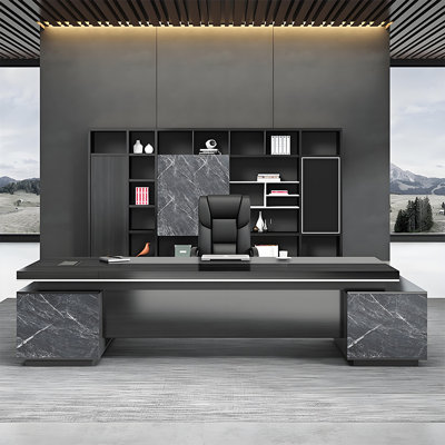 70.87"Modern minimalist black office desk