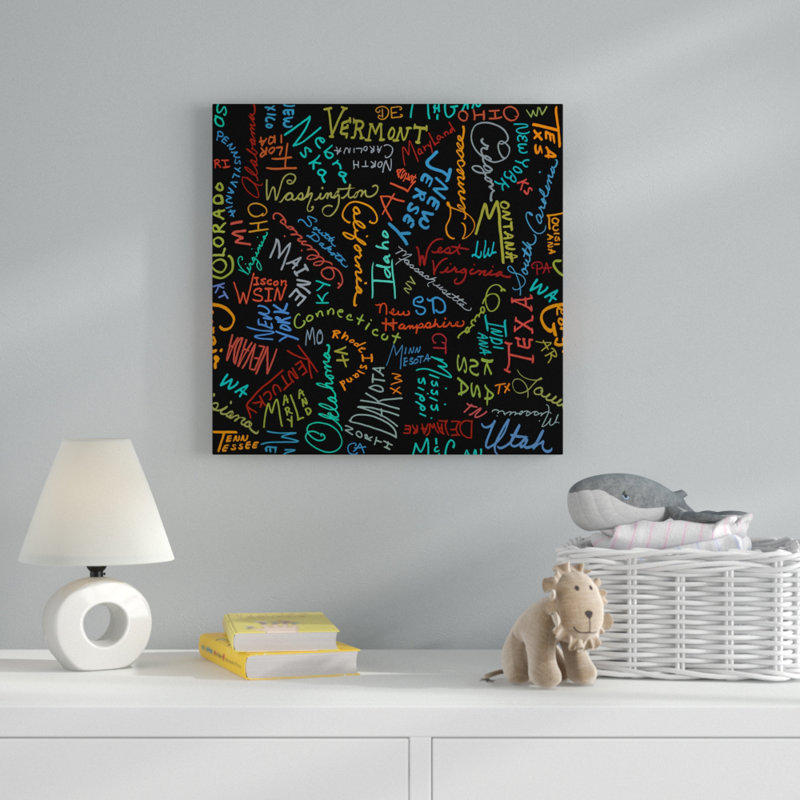 « state typographie black », art sur toile, H 14 po x l 14 po x P 2 po