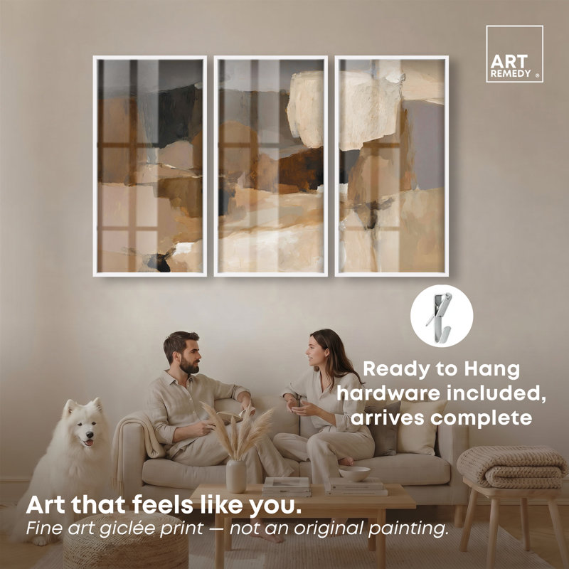 «Desert Whispers I», ensemble de décorations murales Boho par Art Remedy, cadre noir, 20 x 40, H 45,5 po x l 23,5 po