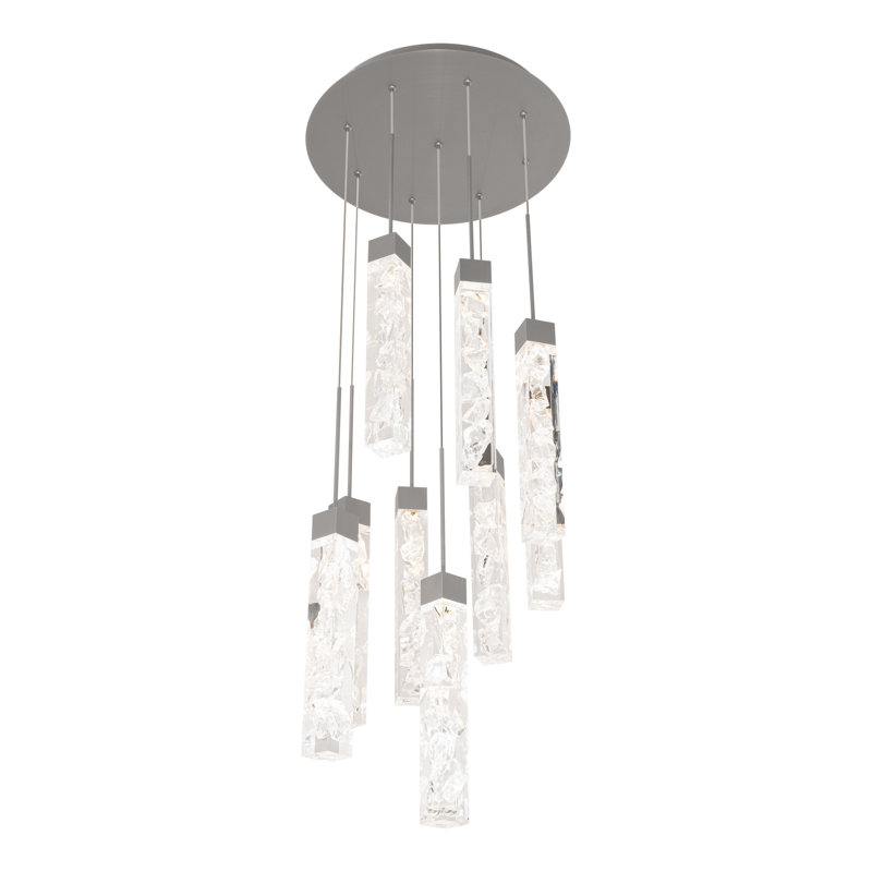 Luminaire suspendu rond Minx Cluster, Laiton vieilli, H 160 po x l 17 po x P 17 po, 9