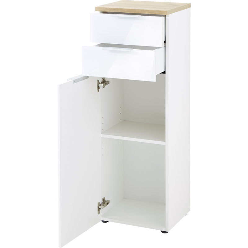 Esquivel Linen Cabinet, White and light brown