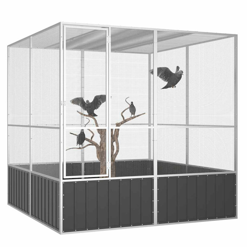 Cage à oiseau en acier galvanisé anthracite, H 47,6 po x l 3,1 po x P 59,1 po, Anthracite