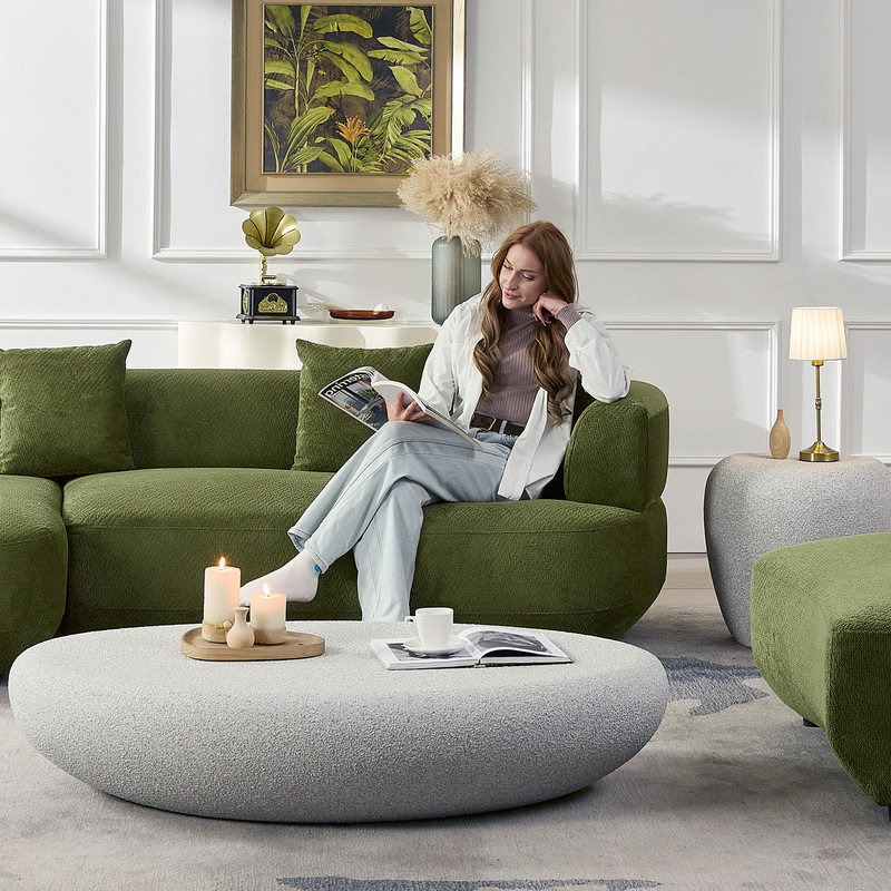 CanapÃ© d'angle modulaire moderne incurvÃ© de 110,5 po avec coussins dÃ©coratifs, canapÃ© rembourrÃ© Ã  assise profonde 4 places pour le salon