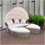 Rokisha 4572cm Wide Curved Metal Patio Daybed with Cushions-533368956