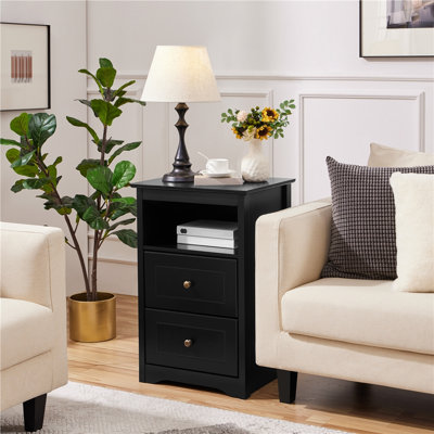 Anitrea 2-Drawer Wooden Nightstand with Open Shelf