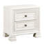 Table de chevet de chambre à coucher blanche avec fond en placage et 2 tiroirs perle antique