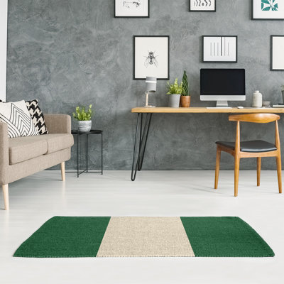 Tapis à rayures vert/crème