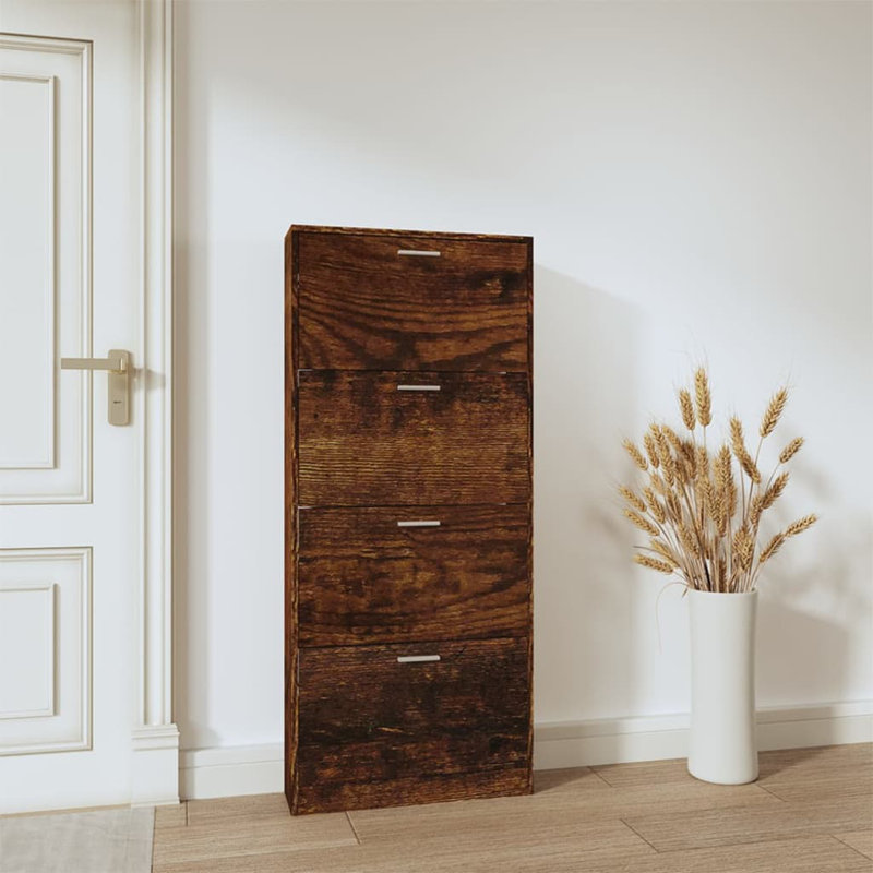 12 Pair Flip Down Shoe Storage, Smoked Oak
