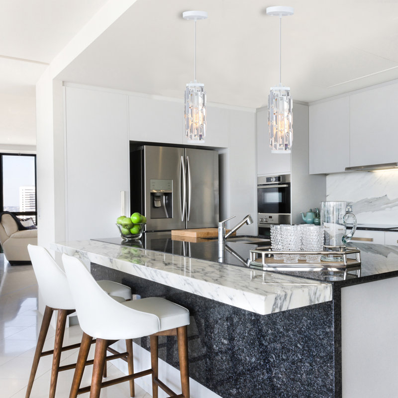1-Light Crystal Kitchen Island Pendant Light