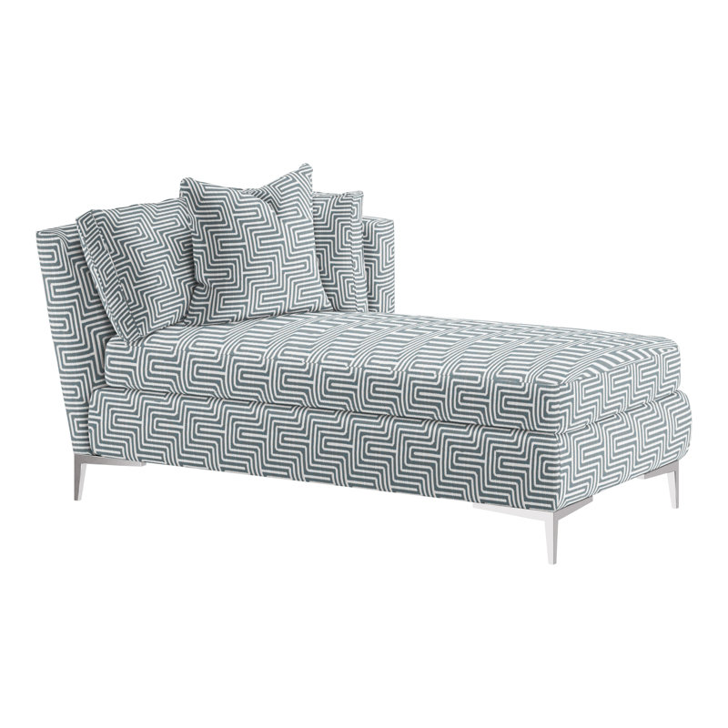 Aiden Chaise Lounge, Right Hand Facing, Polished Stainless, Perigold In The Loop White Pepper