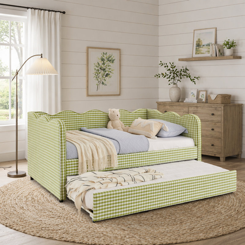 Lit de jour simple Cozy Gingham, Vert