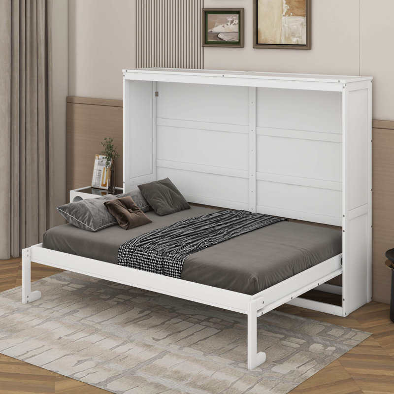 Lit escamotable double pleine grandeur, Lit double, Blanc