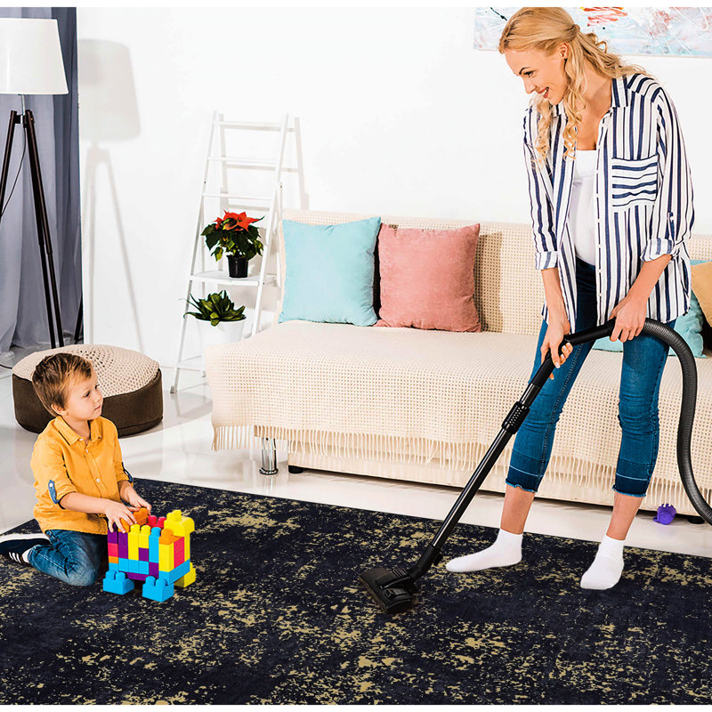 Washable Low-Pile Area Rug Runner, Non-Slip For Bedroom, Office, Kitchen - 2'6''X10'  Black Foldable Washable, Kitchen, Hallway