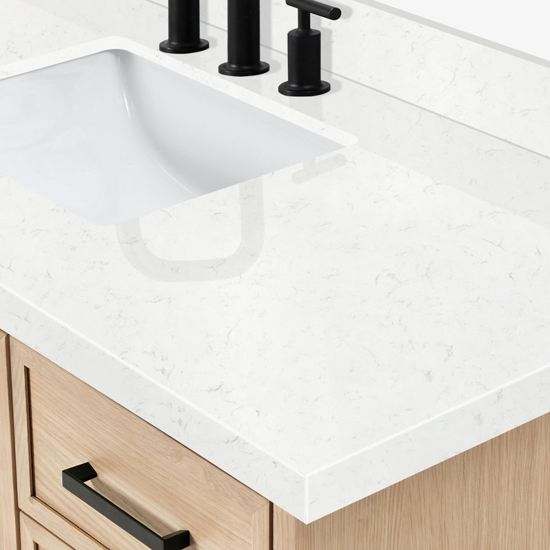 ARIEL Kelly 54 Single Sink Bathroom Vanity with Carrara Quartz Top, Oak