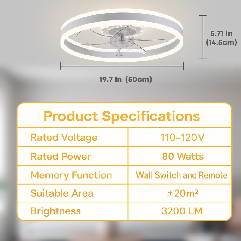 Flat-Mounted Ceiling Fan