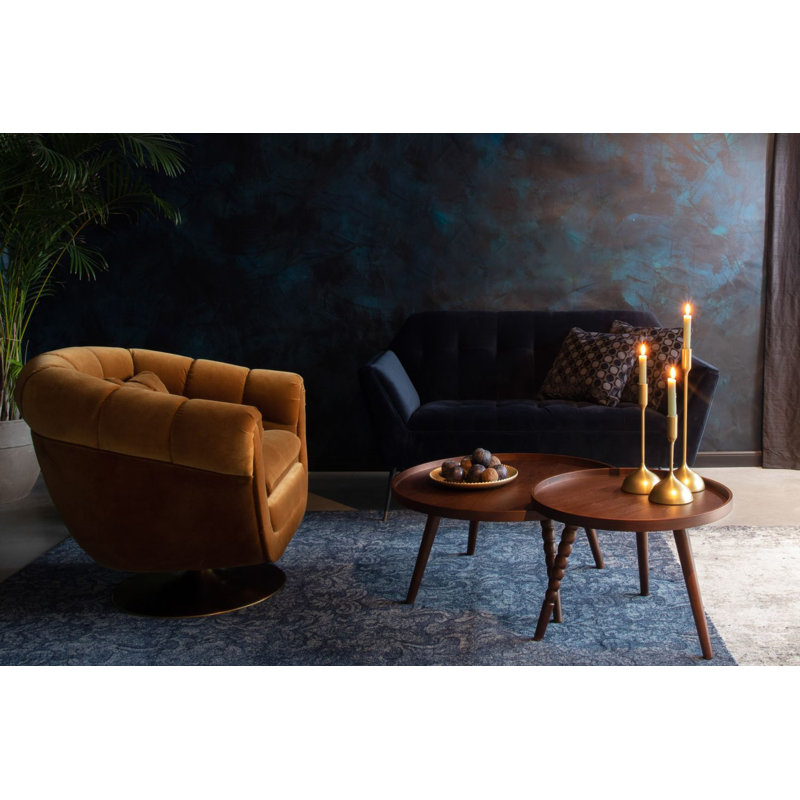 Member Swivel Lounge Chair, Orange Cotton Blend