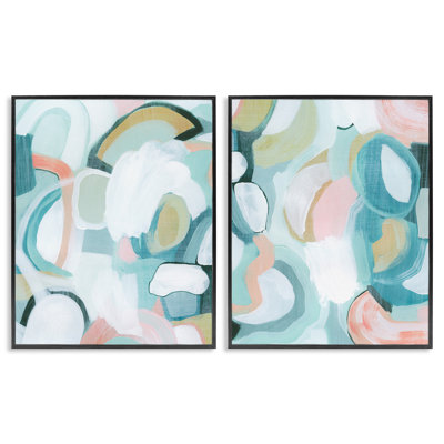  Pastel Pink & Blue 2 PC Giclee Art Set by Grace Popp