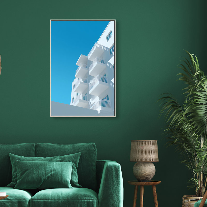 Modular White I Print by Oliver Gal, 25"H x 37"W, Silver Floater Frame